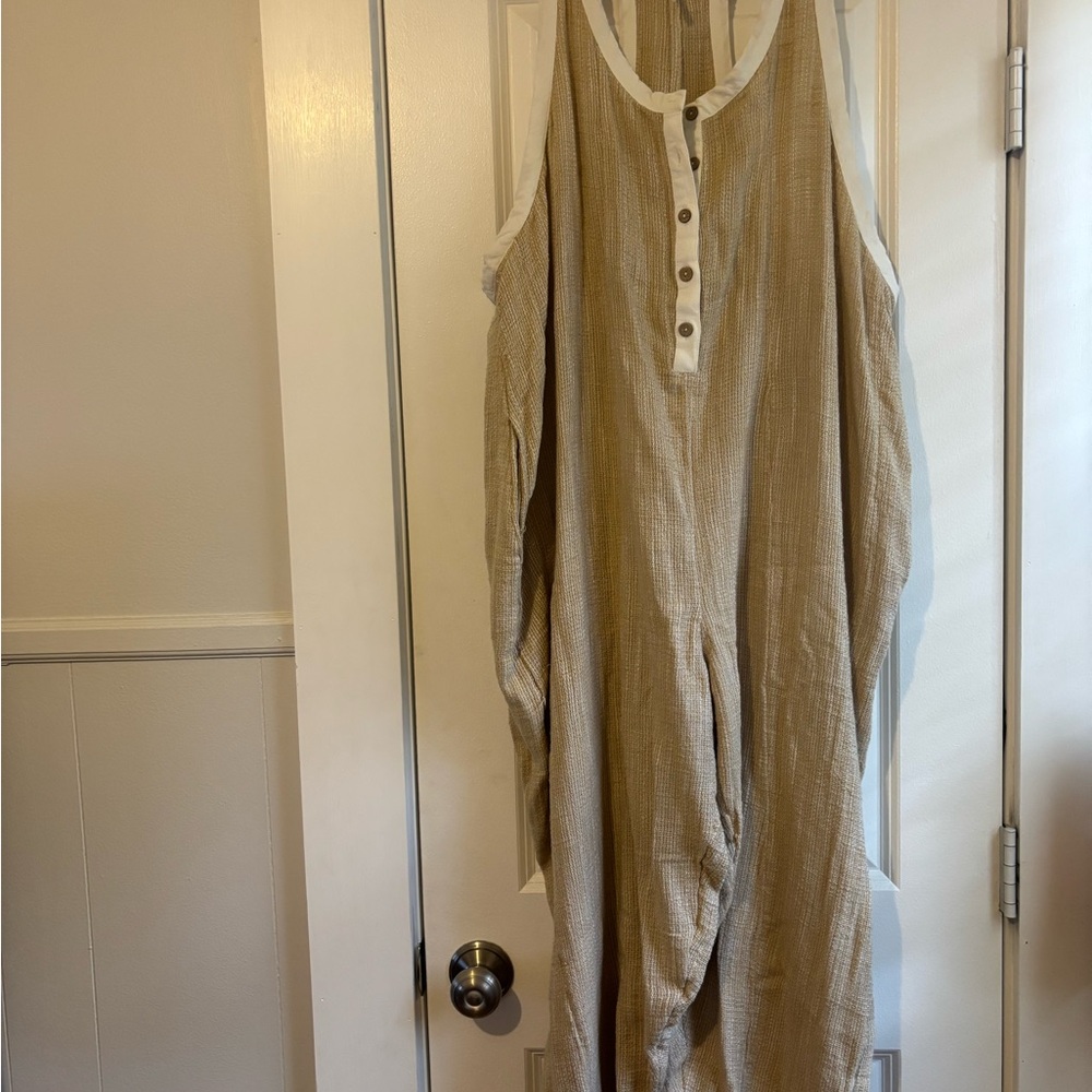 Free People Beige Textured Romper